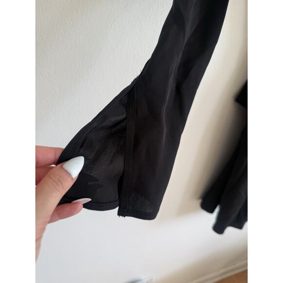 THEORY Nadora Modern Silk Black Long Sleeve Mini Dress LBD Sz 2 Elegant Minimal - Picture 2 of 9